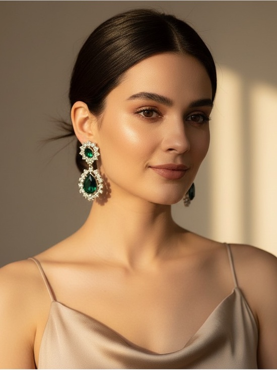 Unbranded Jewelry - Beautiful Emerald Green Studded Earrings